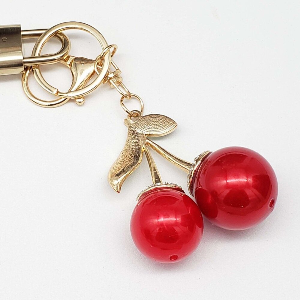 LV Authentic Gold Padlock 🔒 Key Set w/ Unbranded Keychain Cherry Charm - Picture 6 of 7